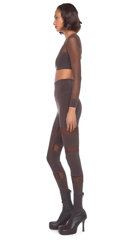Norma Kamali Bottoms SHEER BLOCK LEGGING Chocolatechocolate Mesh 8211 Clothing Norma Kamali Bottoms SHEER BLOCK LEGGING Chocolatechocolate Mesh 8211 Clothing