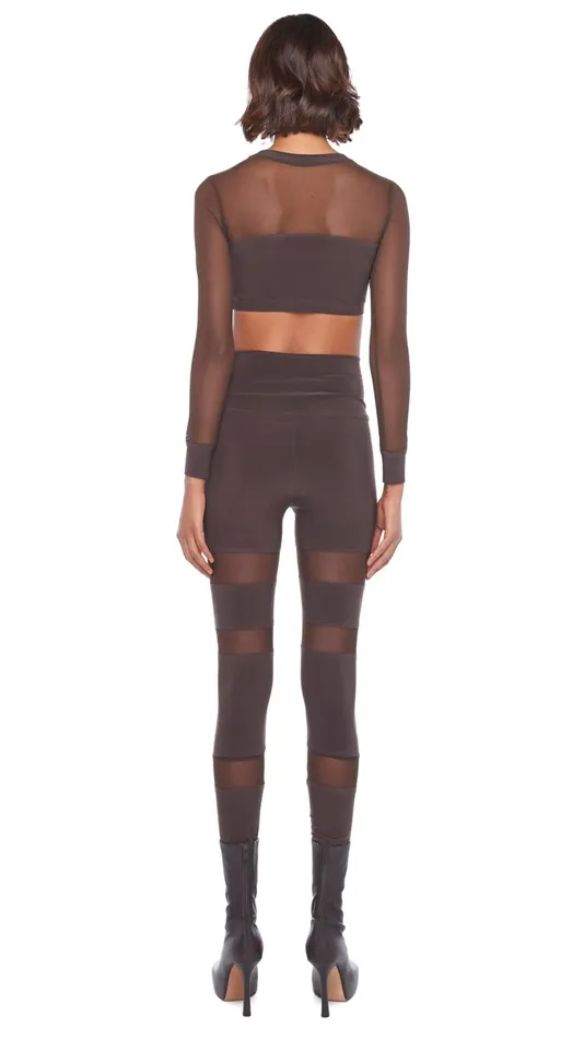 Norma Kamali Bottoms SHEER BLOCK LEGGING Chocolatechocolate Mesh 8211 Clothing Norma Kamali Bottoms SHEER BLOCK LEGGING Chocolatechocolate Mesh 8211 Clothing