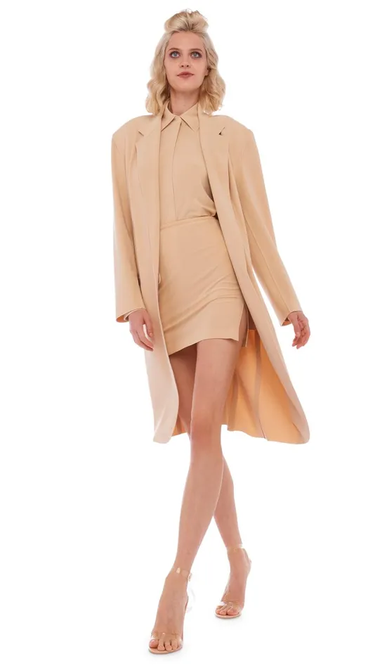 Norma Kamali Bottoms SIDE SLIT MINI SKIRT Con Leche 8211 Clothing