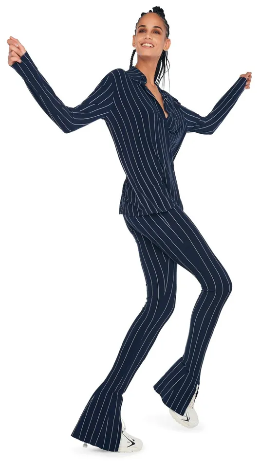 Norma Kamali Bottoms SPAT LEGGING True Navy Pinstripe 8211 Clothing