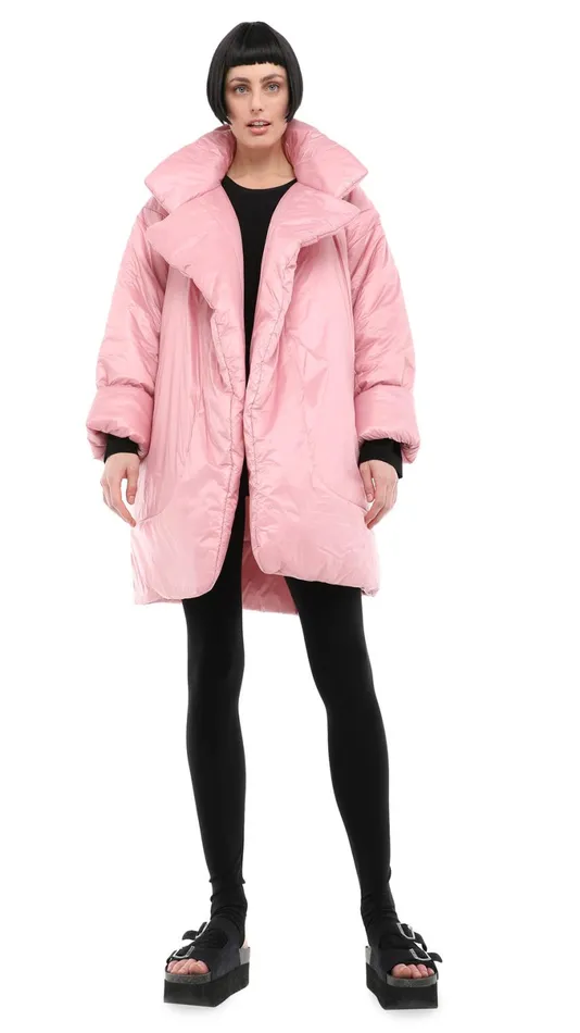Norma Kamali Coats SLEEPING BAG COAT TO KNEE Dusty Pink 8211 Clothing