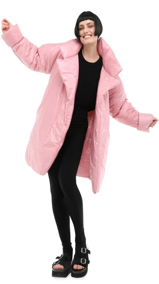 Norma Kamali Coats SLEEPING BAG COAT TO KNEE Dusty Pink 8211 Clothing