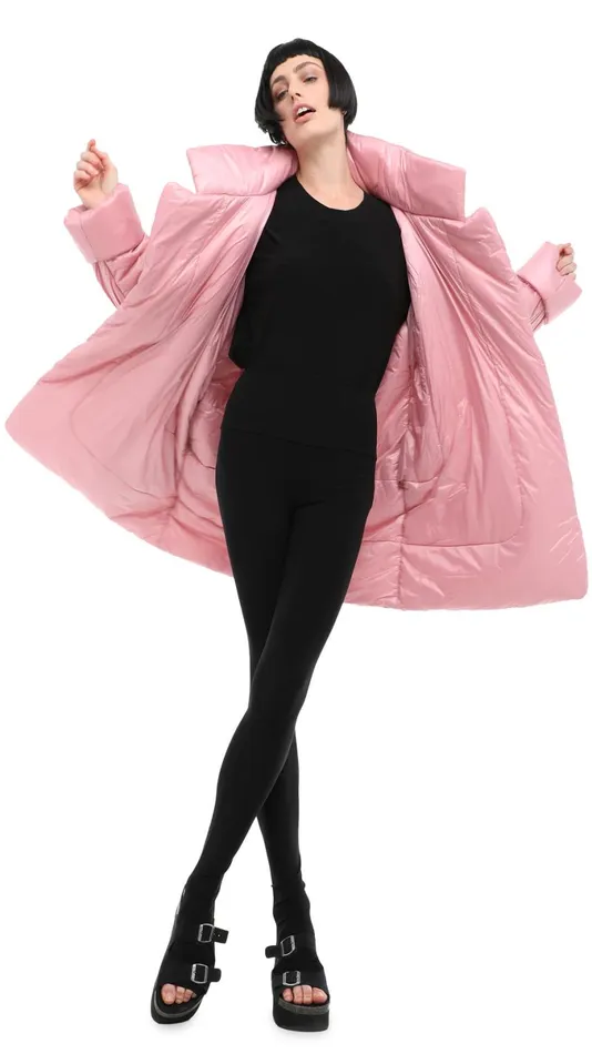 Norma Kamali Coats SLEEPING BAG COAT TO KNEE Dusty Pink 8211 Clothing
