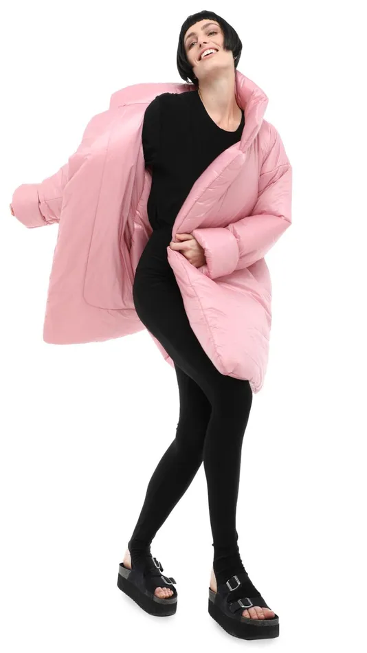 Norma Kamali Coats SLEEPING BAG COAT TO KNEE Dusty Pink 8211 Clothing