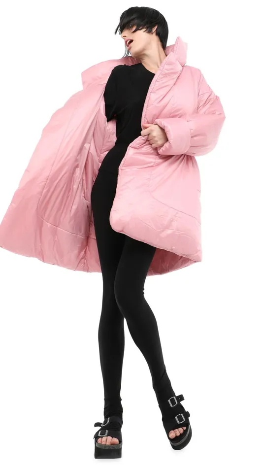 Norma Kamali Coats SLEEPING BAG COAT TO KNEE Dusty Pink 8211 Clothing