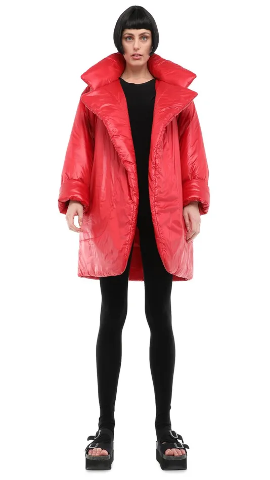 Norma Kamali Coats SLEEPING BAG COAT TO KNEE Red 8211 Clothing
