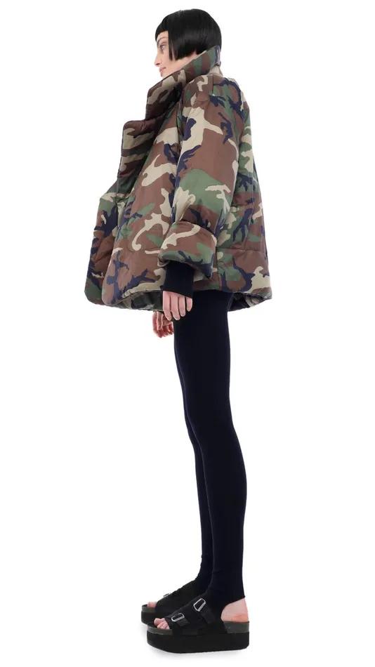 Norma Kamali Coats SLEEPING BAG JACKET Camo 8211 Clothing