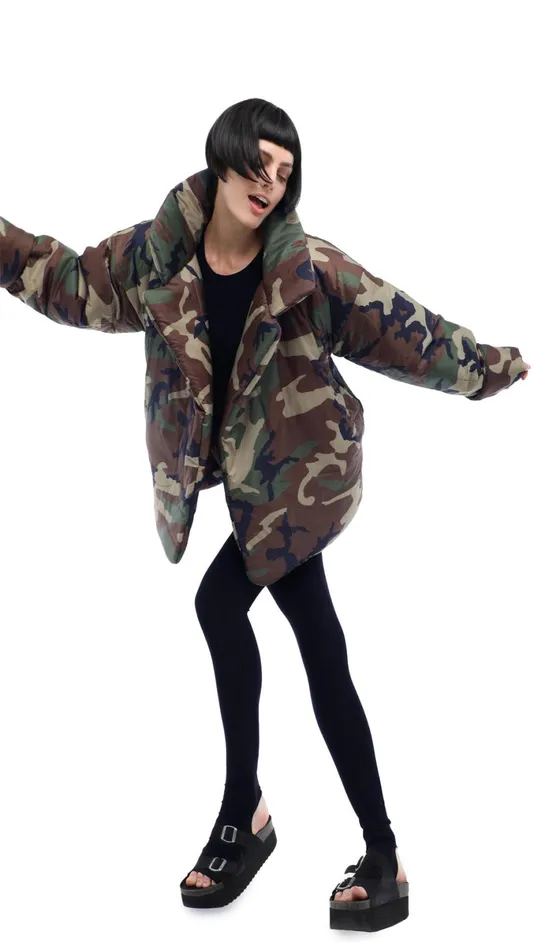 Norma Kamali Coats SLEEPING BAG JACKET Camo 8211 Clothing