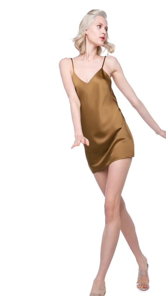 Norma Kamali Dresses BIAS SLIP MINI DRESS Woods 8211 Clothing