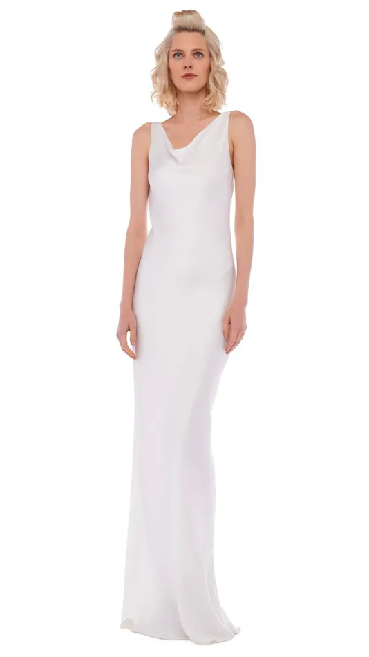 Norma Kamali Dresses DEEP DRAPE NECK GOWN Snow White 8211 Clothing