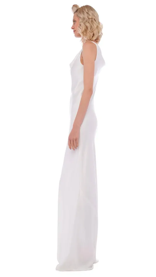 Norma Kamali Dresses DEEP DRAPE NECK GOWN Snow White 8211 Clothing