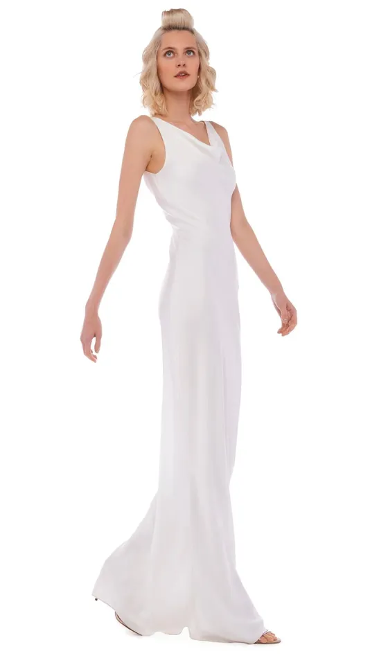 Norma Kamali Dresses DEEP DRAPE NECK GOWN Snow White 8211 Clothing