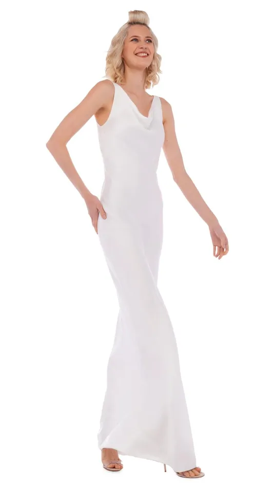 Norma Kamali Dresses DEEP DRAPE NECK GOWN Snow White 8211 Clothing