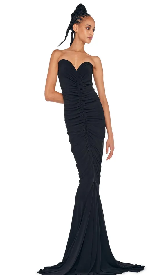 Norma Kamali Dresses STRAPLESS SHIRRED FRONT FISHTAIL GOWN Black 8211 Clothing Norma Kamali Dresses STRAPLESS SHIRRED FRONT FISHTAIL GOWN Black 8211 Clothing