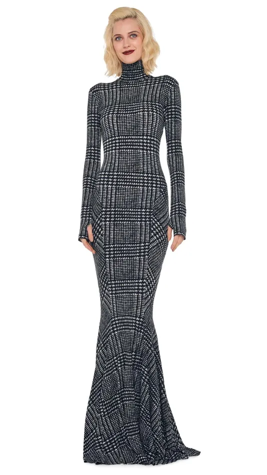 Norma Kamali Dresses TURTLE FISHTAIL GOWN Large Glen Plaid Tweed 8211 Clothing Norma Kamali Dresses TURTLE FISHTAIL GOWN Large Glen Plaid Tweed 8211 Clothing