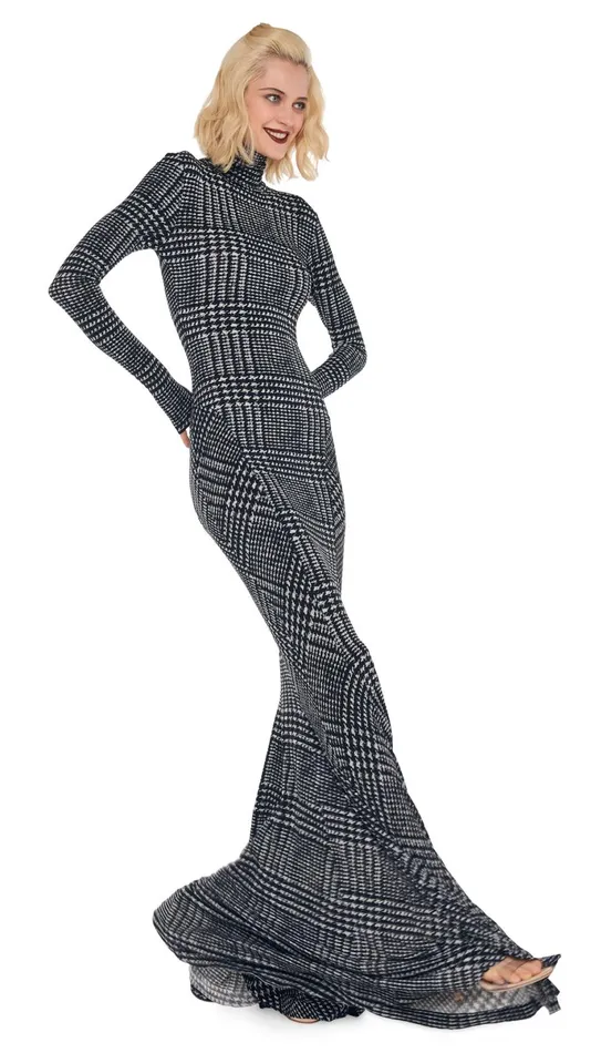 Norma Kamali Dresses TURTLE FISHTAIL GOWN Large Glen Plaid Tweed 8211 Clothing Norma Kamali Dresses TURTLE FISHTAIL GOWN Large Glen Plaid Tweed 8211 Clothing