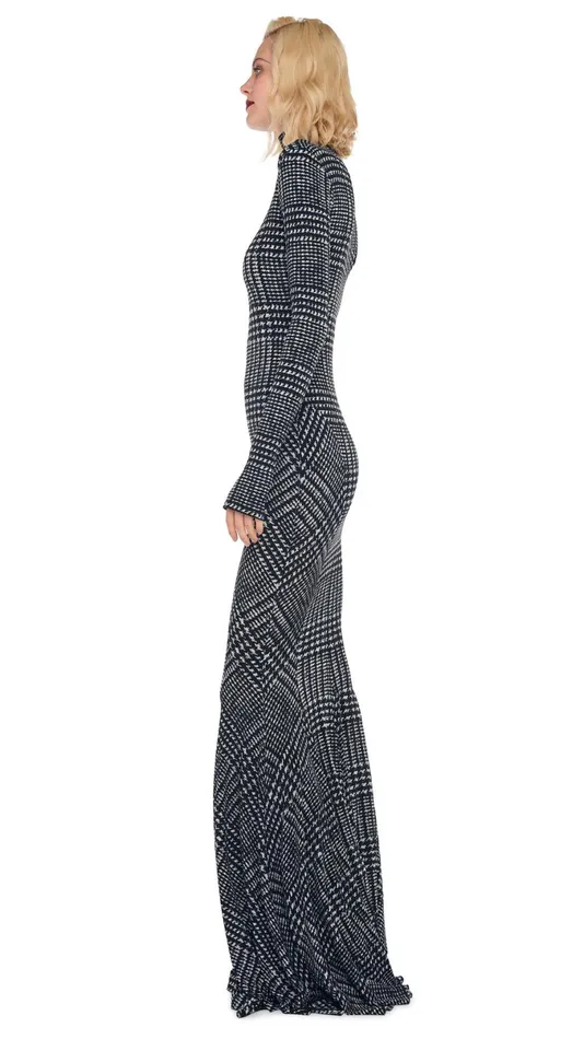 Norma Kamali Dresses TURTLE FISHTAIL GOWN Large Glen Plaid Tweed 8211 Clothing Norma Kamali Dresses TURTLE FISHTAIL GOWN Large Glen Plaid Tweed 8211 Clothing