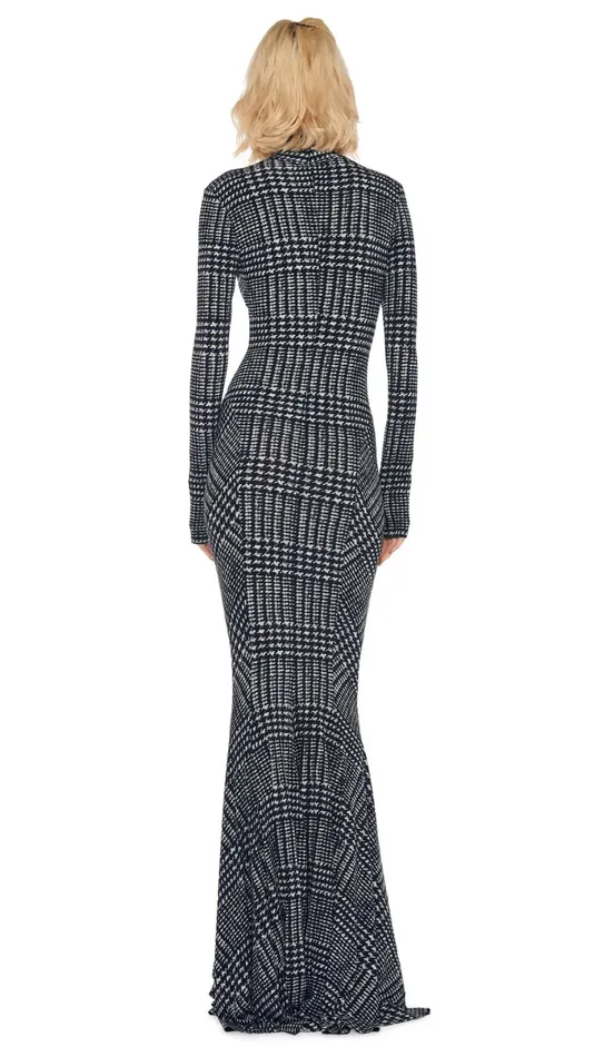 Norma Kamali Dresses TURTLE FISHTAIL GOWN Large Glen Plaid Tweed 8211 Clothing Norma Kamali Dresses TURTLE FISHTAIL GOWN Large Glen Plaid Tweed 8211 Clothing
