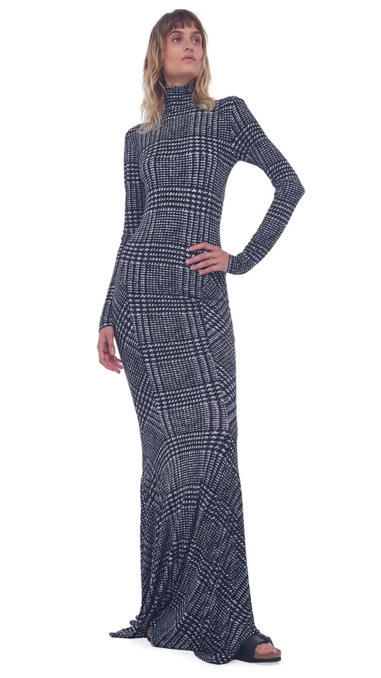 Norma Kamali Dresses TURTLE FISHTAIL GOWN Large Glen Plaid Tweed 8211 Clothing Norma Kamali Dresses TURTLE FISHTAIL GOWN Large Glen Plaid Tweed 8211 Clothing