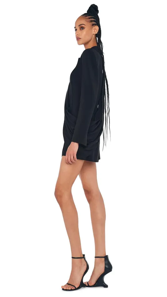 Norma Kamali Jackets CLASSIC DB JACKET MINI DRAPE Blackblack 8211 Clothing