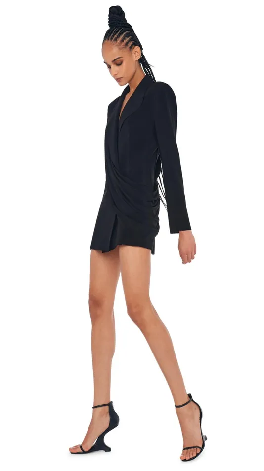 Norma Kamali Jackets CLASSIC DB JACKET MINI DRAPE Blackblack 8211 Clothing