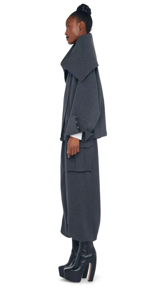 Norma Kamali Jackets OVERSIZED SIDE SNAP JACKET Dark Heather Grey 8211 Clothing Norma Kamali Jackets OVERSIZED SIDE SNAP JACKET Dark Heather Grey 8211 Clothing