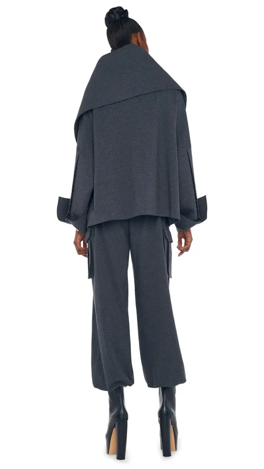 Norma Kamali Jackets OVERSIZED SIDE SNAP JACKET Dark Heather Grey 8211 Clothing Norma Kamali Jackets OVERSIZED SIDE SNAP JACKET Dark Heather Grey 8211 Clothing