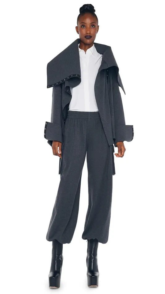 Norma Kamali Jackets OVERSIZED SIDE SNAP JACKET Dark Heather Grey 8211 Clothing Norma Kamali Jackets OVERSIZED SIDE SNAP JACKET Dark Heather Grey 8211 Clothing