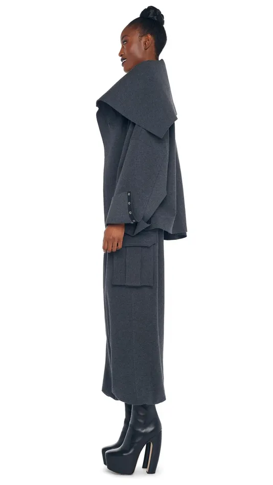 Norma Kamali Jackets OVERSIZED SIDE SNAP JACKET Dark Heather Grey 8211 Clothing Norma Kamali Jackets OVERSIZED SIDE SNAP JACKET Dark Heather Grey 8211 Clothing