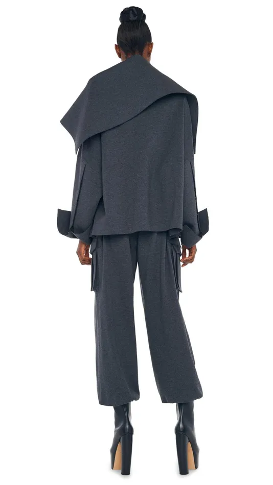 Norma Kamali Jackets OVERSIZED SIDE SNAP JACKET Dark Heather Grey 8211 Clothing Norma Kamali Jackets OVERSIZED SIDE SNAP JACKET Dark Heather Grey 8211 Clothing