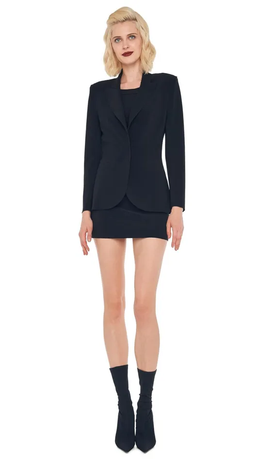 Norma Kamali Wardrobe SLEEVELESS PICKLEBALL MINI DRESS With CLASSIC SINGLE BREASTED JACKET 8211 Clothing
