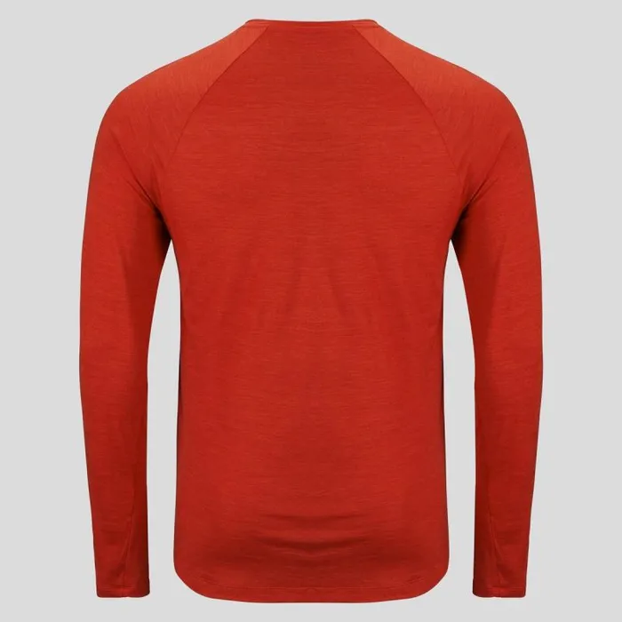 Odlo Hiking The Ascent Performance Wool 130 Hand Drawn Logo Long Sleeve TShirt Ketchup Melange 8211 Men