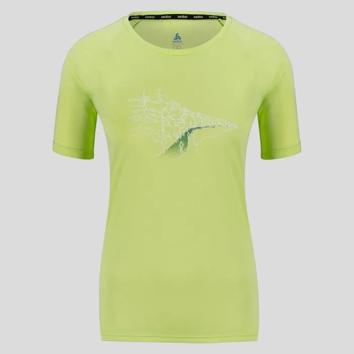 Odlo Tshirts and Polos The Essentials Print Running TShirt Sharp Green 8211 Women