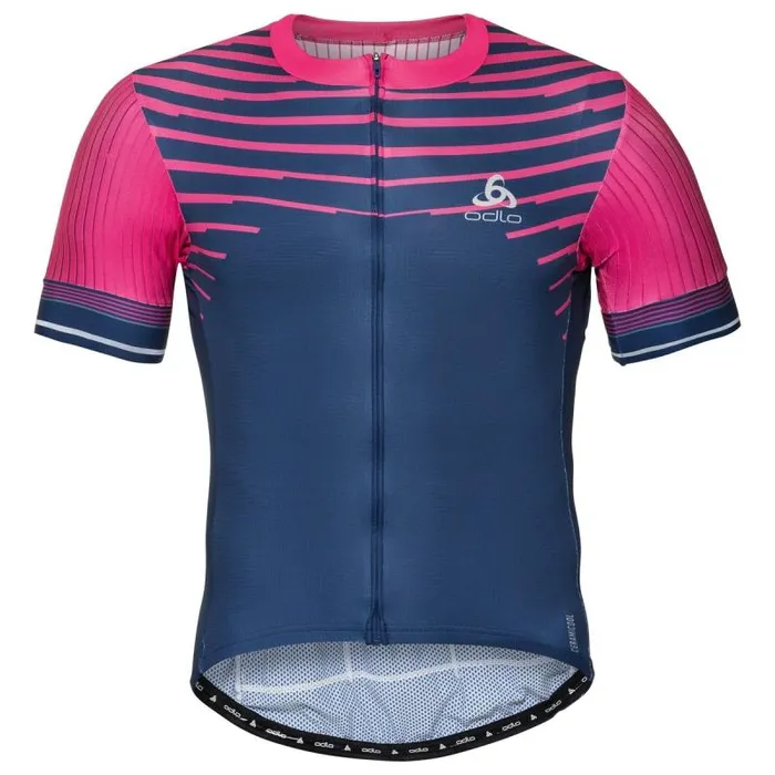 Odlo Tshirts and Polos The Zeroweight Ceramicool Pro Full Zip Short Sleeve Cycling Jersey Beetroot Purple 8211 Estate Blue 8211 Men Odlo Tshirts and Polos The Zeroweight Ceramicool Pro Full Zip Short Sleeve Cycling Jersey Beetroot Purple 8211 Estate Blue 8211 Men