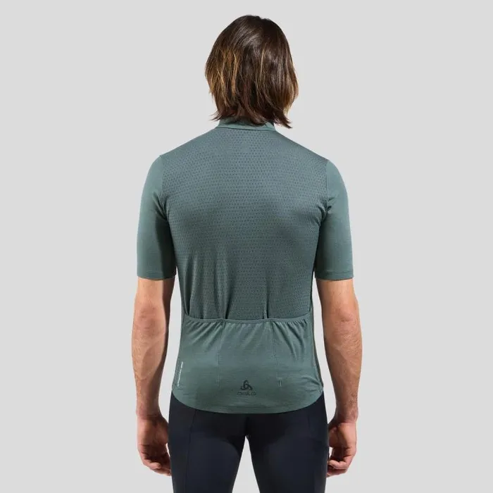 Odlo Tshirts and Polos The Zeroweight Performance Wool 125 Cycling Jersey Dark Slate Melange 8211 Men