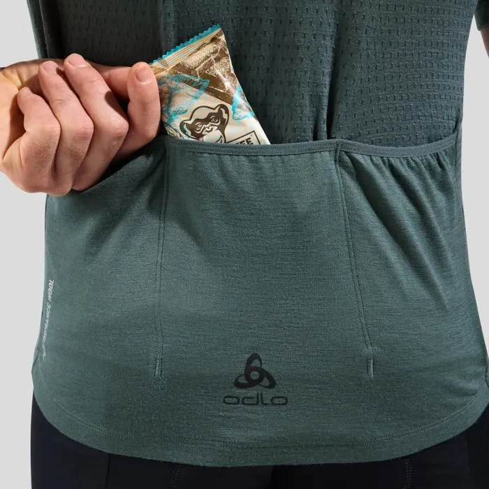 Odlo Tshirts and Polos The Zeroweight Performance Wool 125 Cycling Jersey Dark Slate Melange 8211 Men