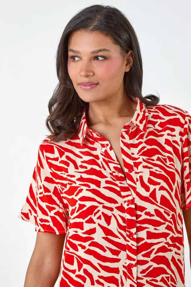Orange Animal Print Tiered Smock Dress Women Roman Dresses