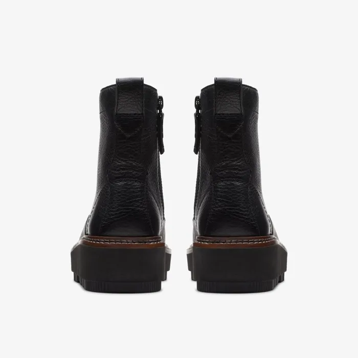 Orianna Lace Black Leather Women Clarks Boots and Booties