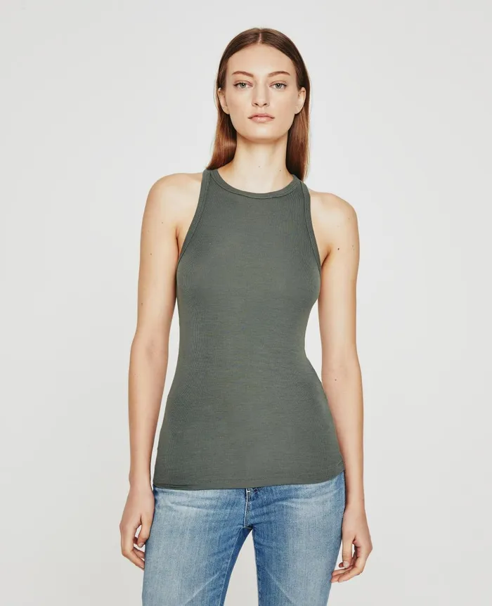 Orso Tank Armory Green Women AG Jeans Tees and Tanks