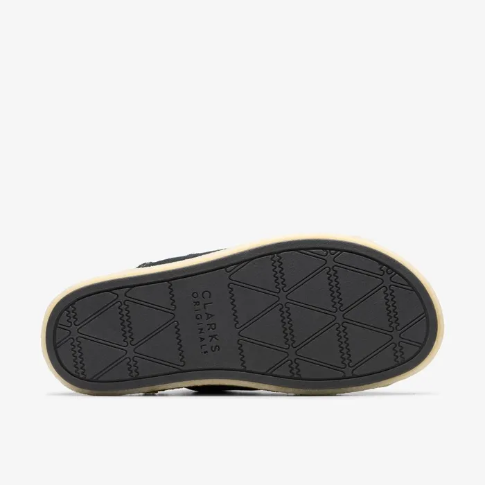 Overleigh Slide Black Suede Men Clarks Sandals and Flip Flops