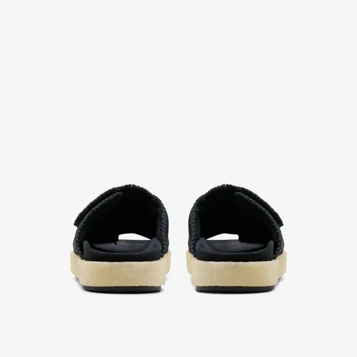 Overleigh Slide Black Suede Men Clarks Sandals and Flip Flops