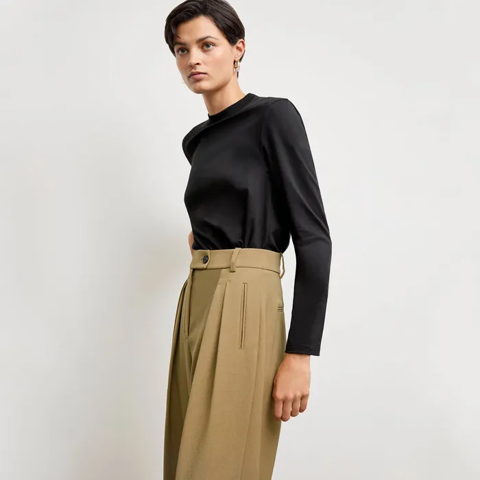 Pants M M LaFleur Women The Bia Pleated Trouser 8211 Air Twill Macaroon