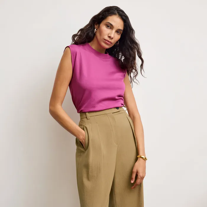 Pants M M LaFleur Women The Bia Pleated Trouser 8211 Air Twill Macaroon