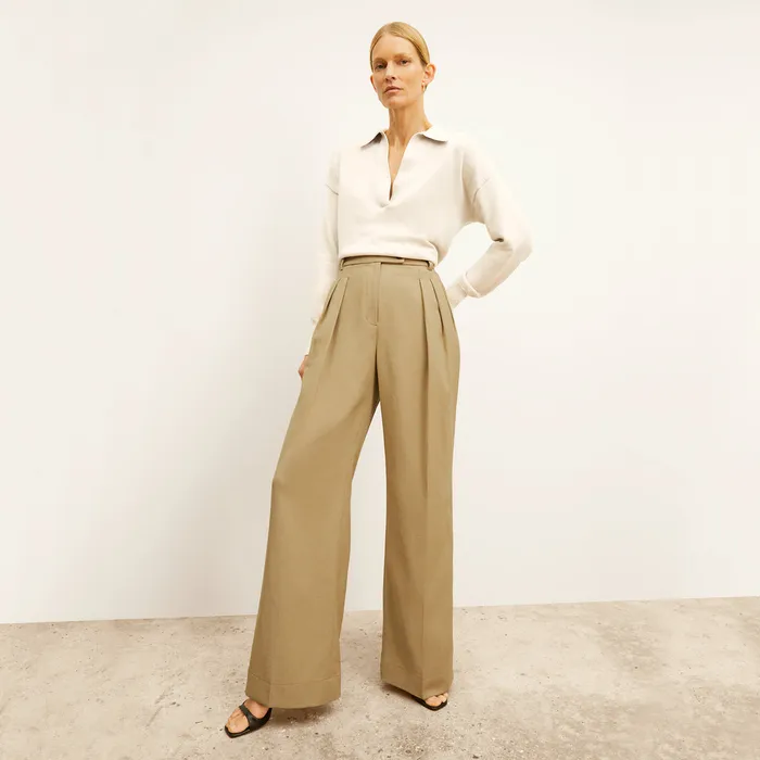 Pants M M LaFleur Women The Bia Pleated Trouser 8211 Air Twill Macaroon