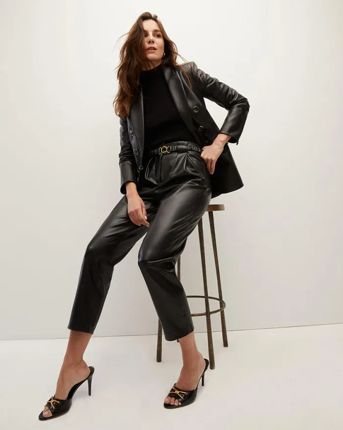 Pants Shop Veronica Beard Coolidge Vegan Leather Pant Black