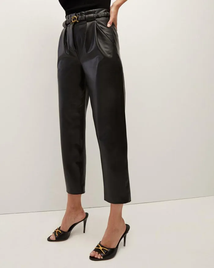 Pants Shop Veronica Beard Coolidge Vegan Leather Pant Black
