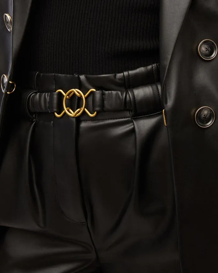 Pants Shop Veronica Beard Coolidge Vegan Leather Pant Black