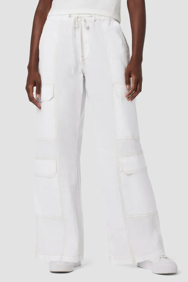 Pants Women Hudson Jeans Parachute Wide Leg Cargo White