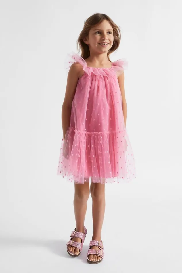 Party Girl Seed Heritage Spot Embroidered Dress Carnation Pink