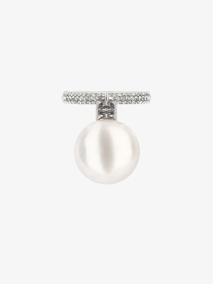 Pearl Ring In Metal With Crystals Whitesilvery Women Givenchy Jewelry